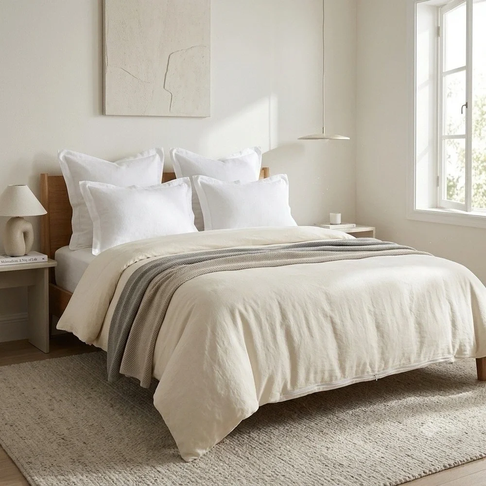 Cozy Earth Duvet Cover Queen 92X88 Viscose Bamboo Neutral Minimalist Luxury‎